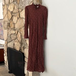 Doen Long Sleeve Maxi Dress Archive Limited Style Wine Burgundy Oxblood Color